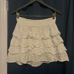 Lei White Bubble Mini Skirt with Ruffled Tiers